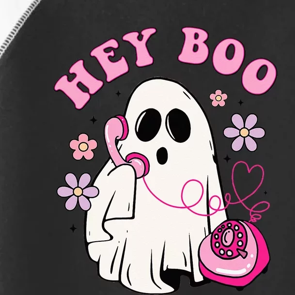 Groovy Hey Boo Cute Ghost Funny Halloween Girls Kids Toddler Fine Jersey T-Shirt