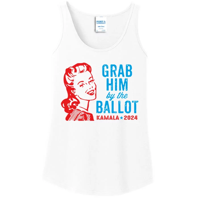 Grab Him By The Ballot Kamala 2024 Funny Harris Election Ladies Essential Tank