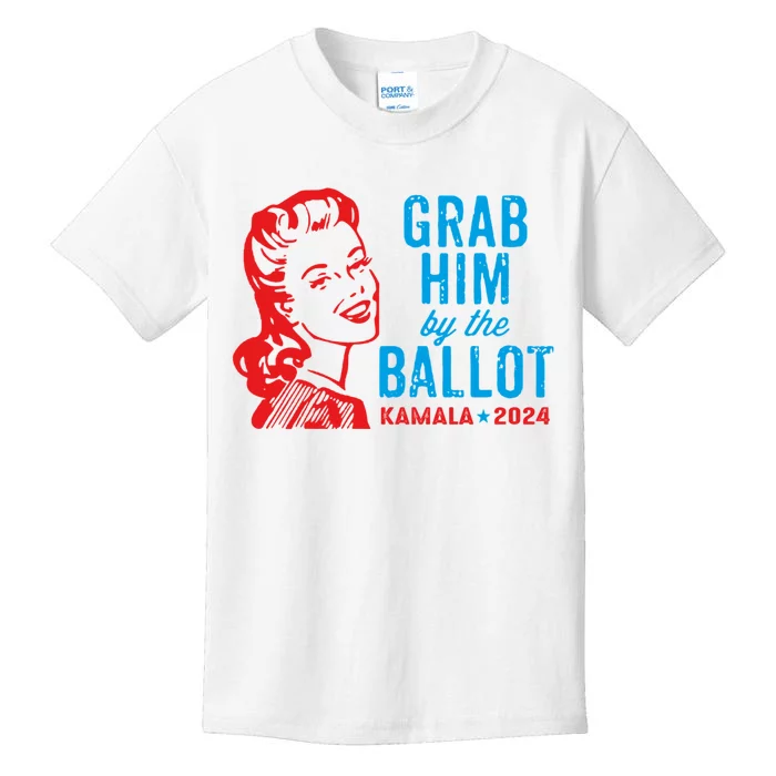 Grab Him By The Ballot Kamala 2024 Funny Harris Election Kids T-Shirt