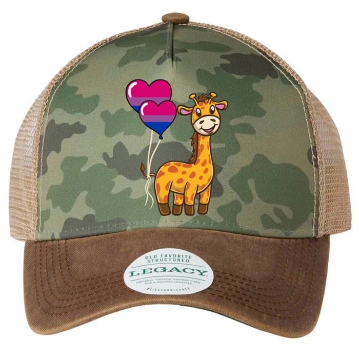 Giraffe Heart Balloon Bisexual Pride Gift Legacy Tie Dye Trucker Hat