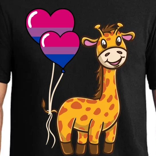 Giraffe Heart Balloon Bisexual Pride Gift Pajama Set