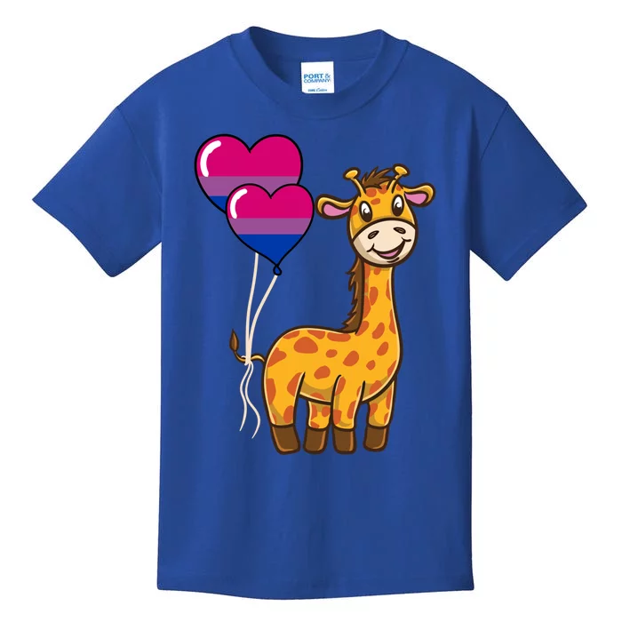 Giraffe Heart Balloon Bisexual Pride Gift Kids T-Shirt