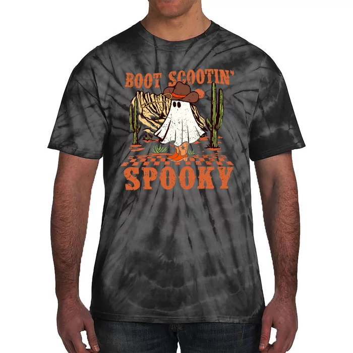 Groovy Halloween Boot Scootin Spooky Western Ghost Spooky Season Gift Tie-Dye T-Shirt