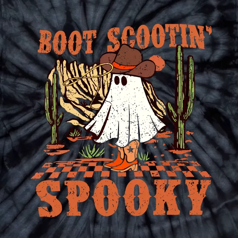 Groovy Halloween Boot Scootin Spooky Western Ghost Spooky Season Gift Tie-Dye T-Shirt