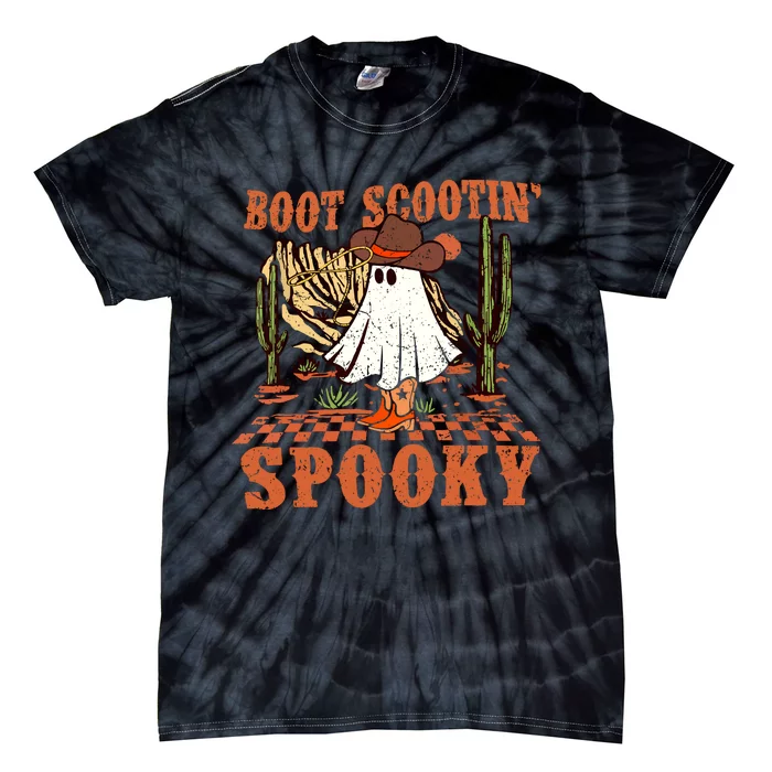 Groovy Halloween Boot Scootin Spooky Western Ghost Spooky Season Gift Tie-Dye T-Shirt