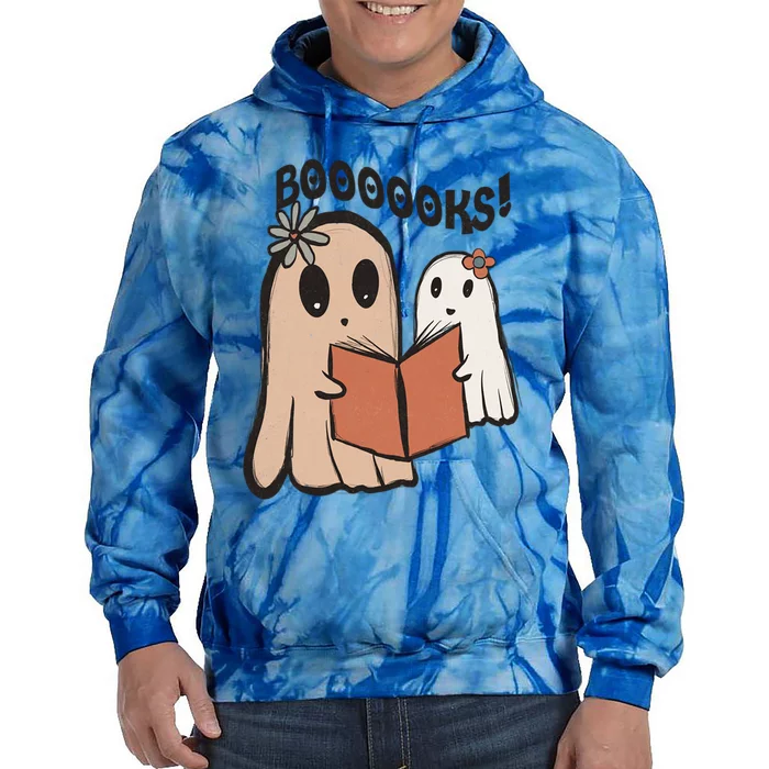 Groovy Halloween Booooks Ghost Hippie Boo Reading Books Funny Gift Tie Dye Hoodie