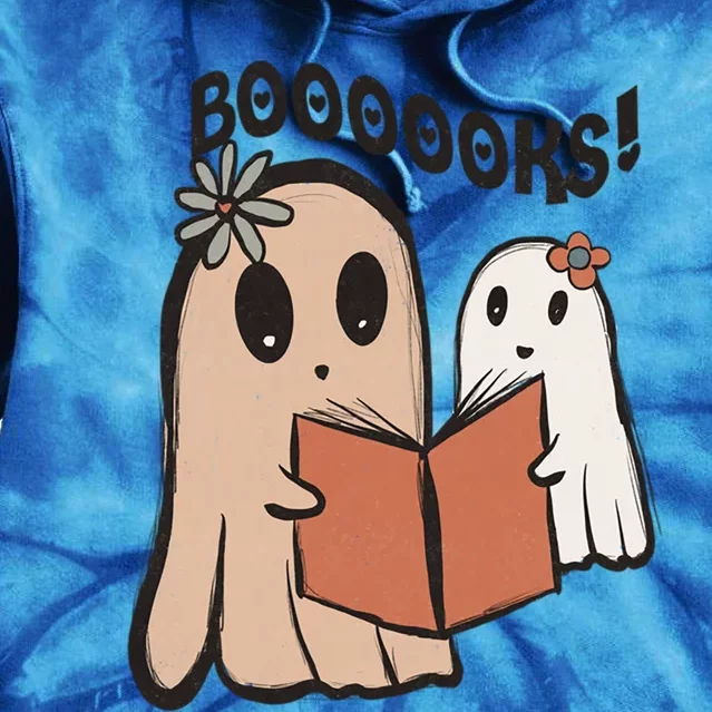 Groovy Halloween Booooks Ghost Hippie Boo Reading Books Funny Gift Tie Dye Hoodie