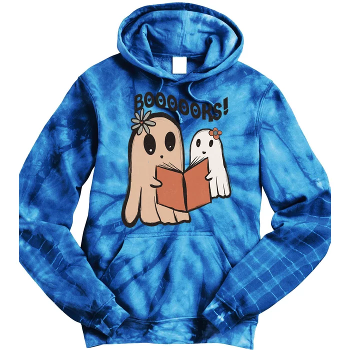 Groovy Halloween Booooks Ghost Hippie Boo Reading Books Funny Gift Tie Dye Hoodie