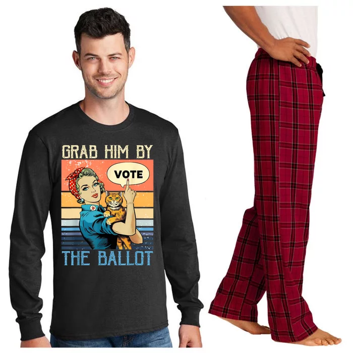 Grab Him By The Ballot Funny Election Vote Long Sleeve Pajama Set