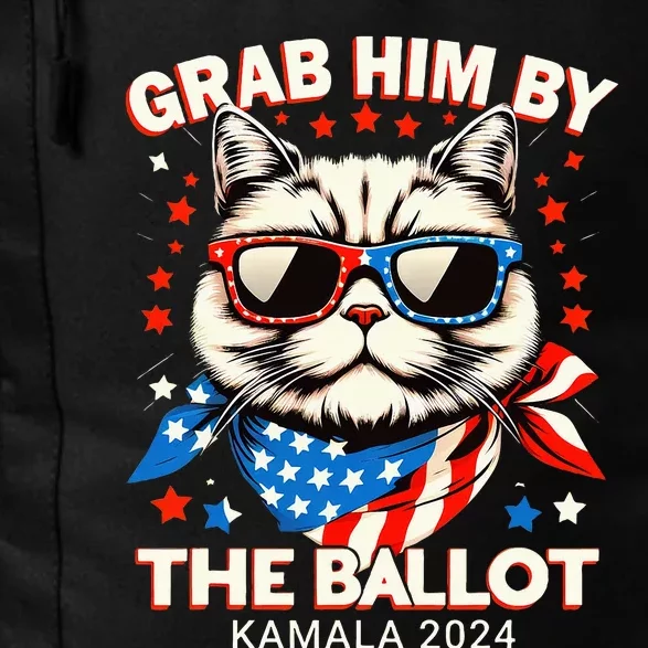 Grab Him By The Ballot Kamala 2024 Cat Lady Usa Flag Design Daily Commute Backpack