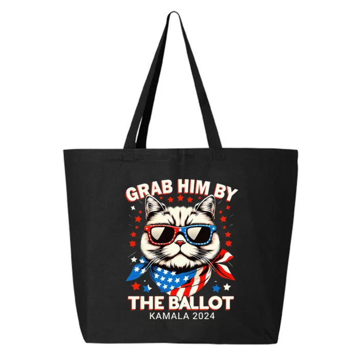 Grab Him By The Ballot Kamala 2024 Cat Lady Usa Flag Design 25L Jumbo Tote