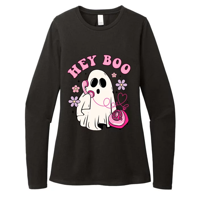 Groovy Hey Boo Cute Ghost Funny Halloween Girl Kids Womens CVC Long Sleeve Shirt