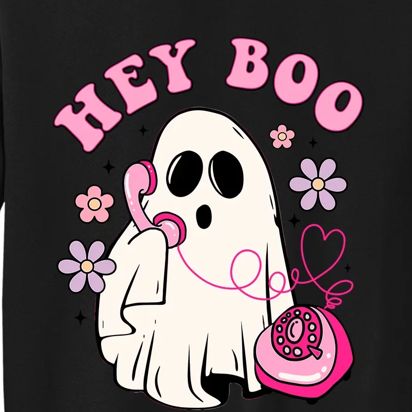 Groovy Hey Boo Cute Ghost Funny Halloween Girl Kids Tall Sweatshirt