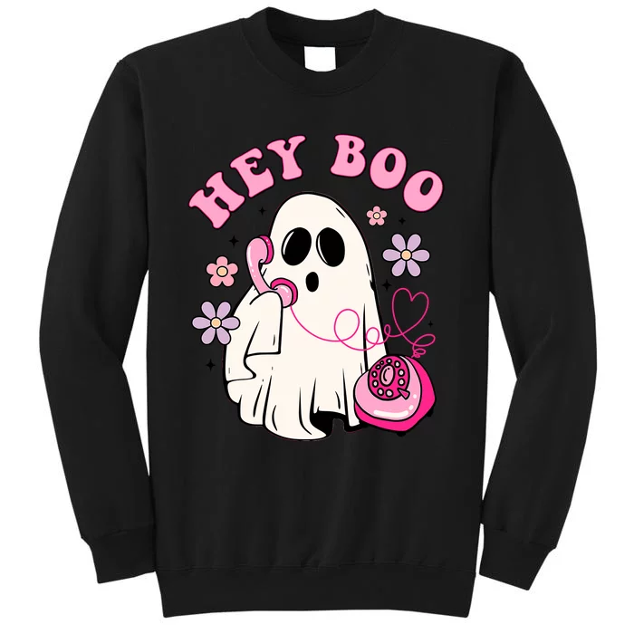 Groovy Hey Boo Cute Ghost Funny Halloween Girl Kids Tall Sweatshirt