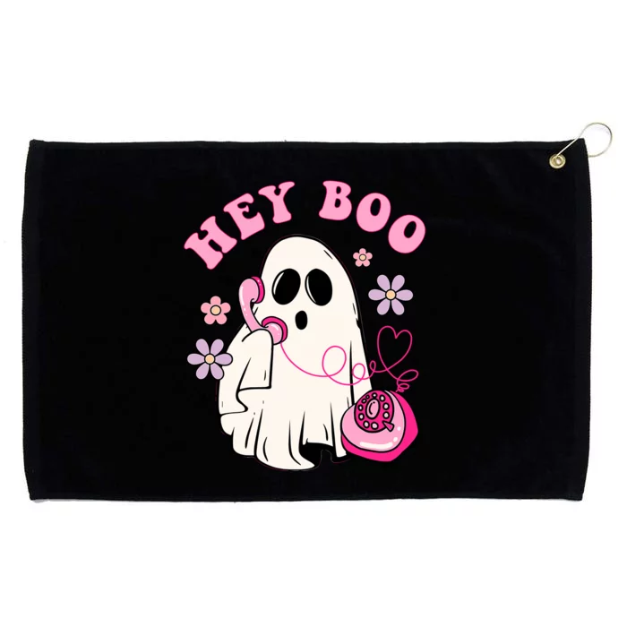 Groovy Hey Boo Cute Ghost Funny Halloween Girl Kids Grommeted Golf Towel