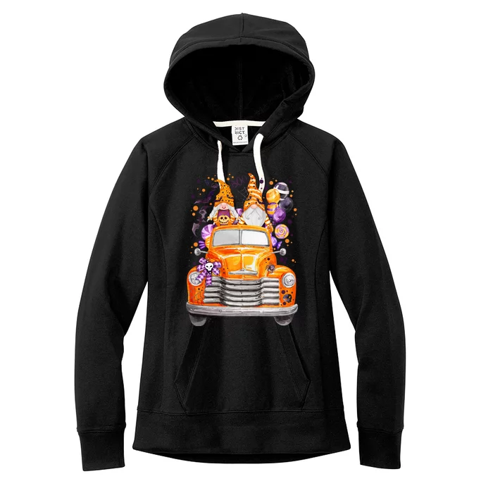 Gnome Halloween Boo Truck Women's Fleece Hoodie