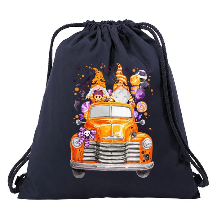 Gnome Halloween Boo Truck Drawstring Bag