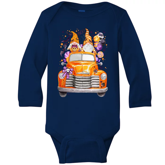 Gnome Halloween Boo Truck Baby Long Sleeve Bodysuit