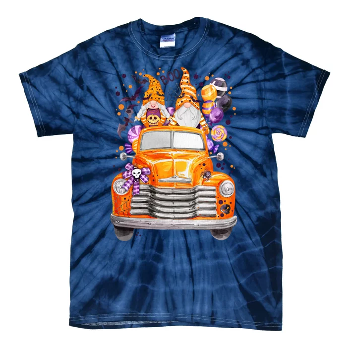 Gnome Halloween Boo Truck Tie-Dye T-Shirt