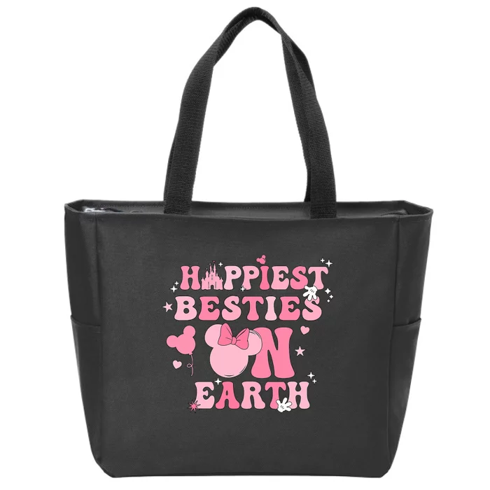 Groovy Happiest Besties On Earth Zip Tote Bag