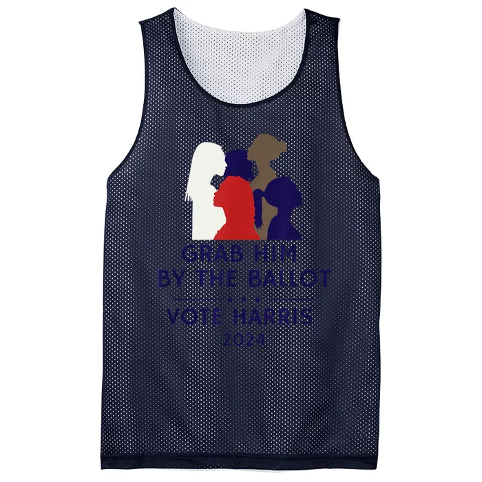 Grab Him By The Ballot Feminist Anti Trump Pro Democracy Vote Harris Mesh Reversible Basketball Jersey Tank