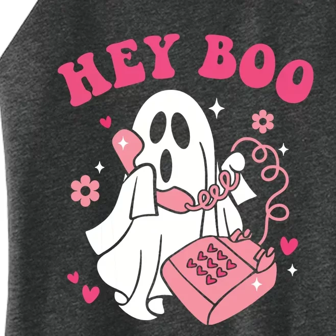 Groovy Hey Boo Cute Ghost Funny Halloween Women’s Perfect Tri Rocker Tank