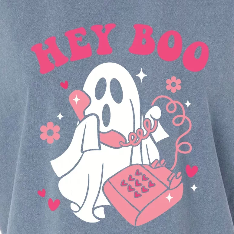 Groovy Hey Boo Cute Ghost Funny Halloween Garment-Dyed Women's Muscle Tee