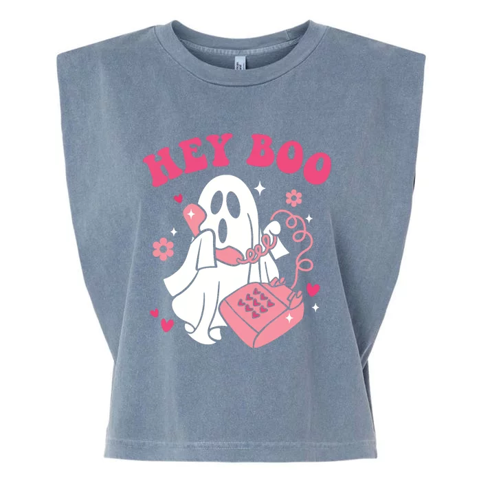 Groovy Hey Boo Cute Ghost Funny Halloween Garment-Dyed Women's Muscle Tee