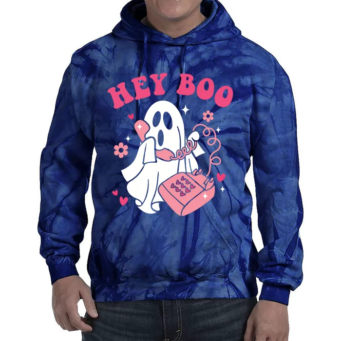 Groovy Hey Boo Cute Ghost Funny Halloween Tie Dye Hoodie