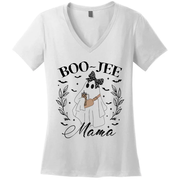 Ghost Halloween Boo Jee Mama Women's V-Neck T-Shirt