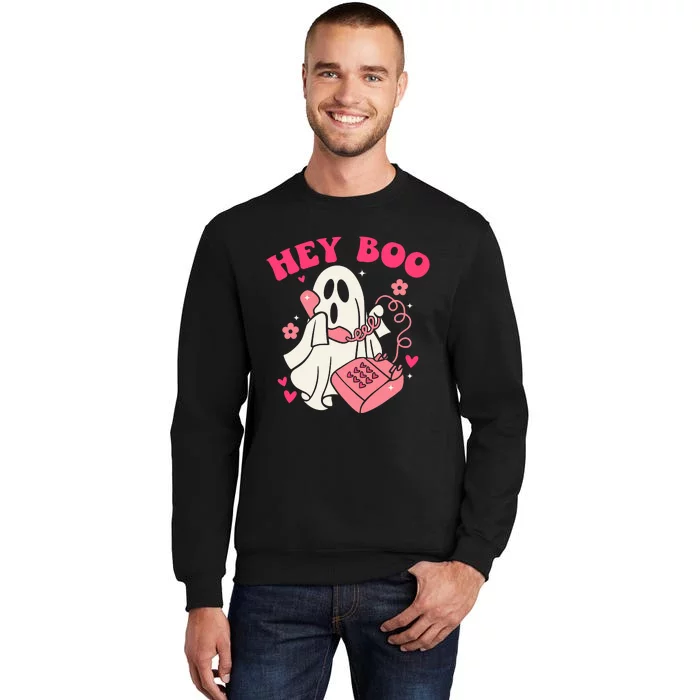 Groovy Hey Boo Cute Ghost Funny Halloween Tall Sweatshirt