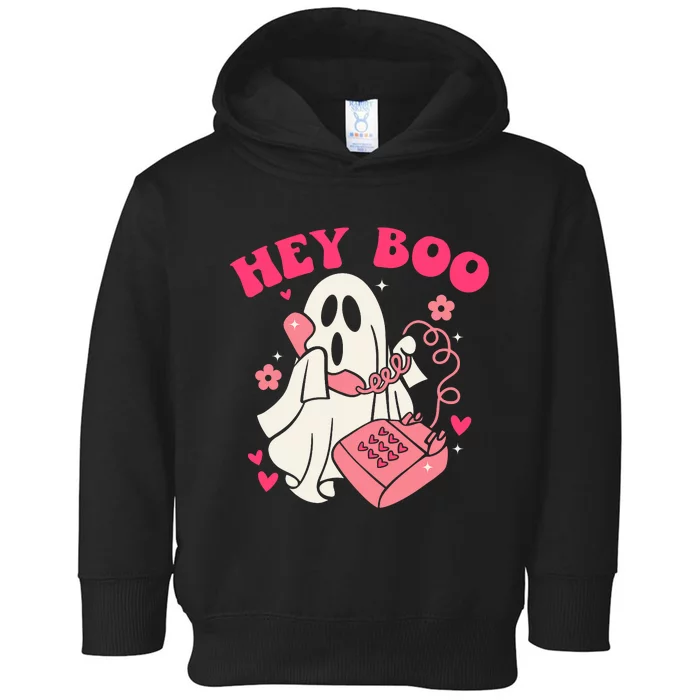 Groovy Hey Boo Cute Ghost Funny Halloween Toddler Hoodie