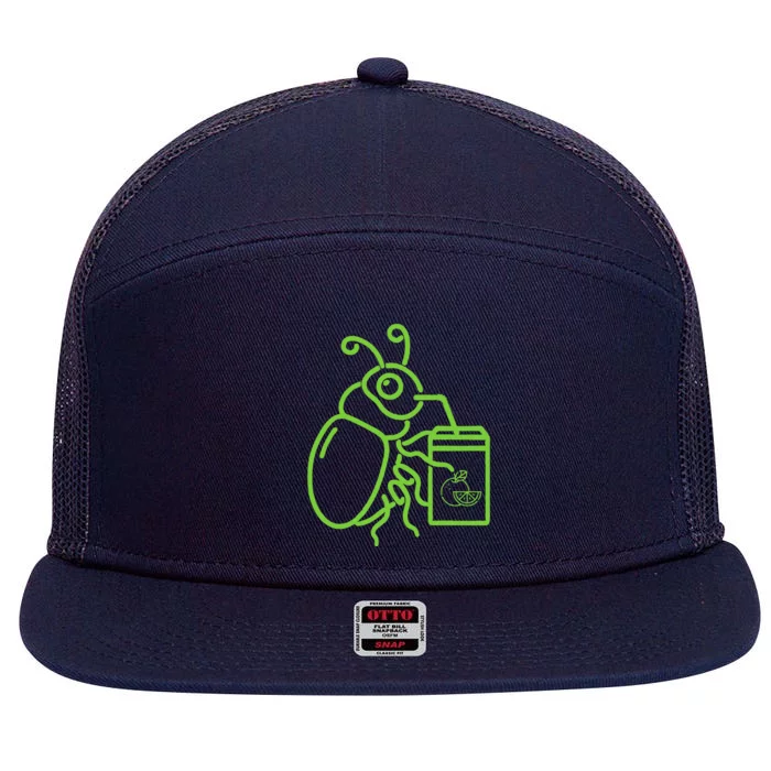 Green Halloween Beetle Drink Juice 7 Panel Mesh Trucker Snapback Hat