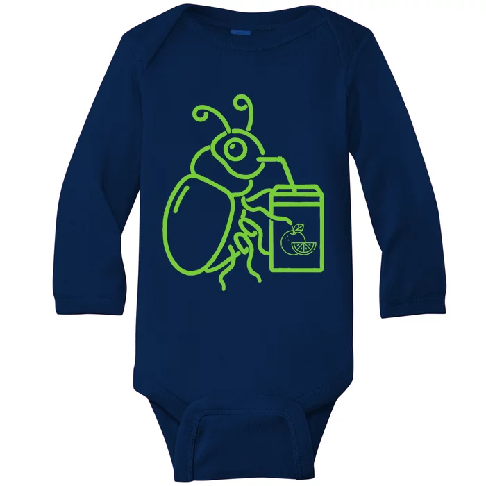 Green Halloween Beetle Drink Juice Baby Long Sleeve Bodysuit