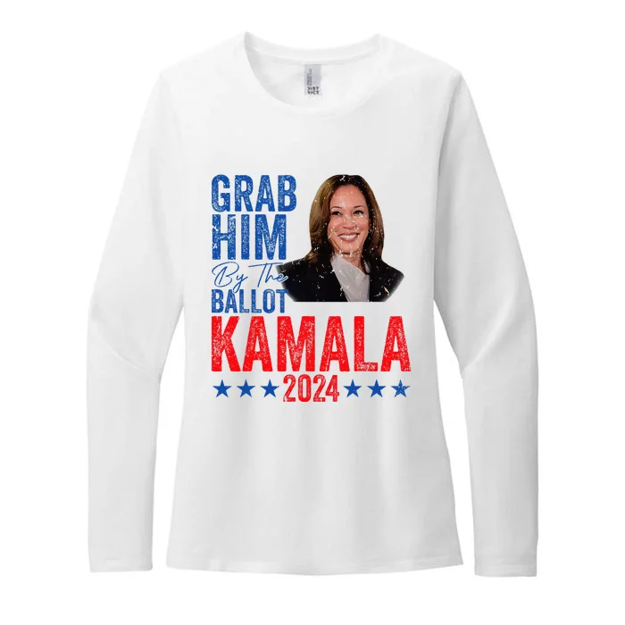 Grab Him By The Ballot Kamala 2024 Funny Harris Election Womens CVC Long Sleeve Shirt