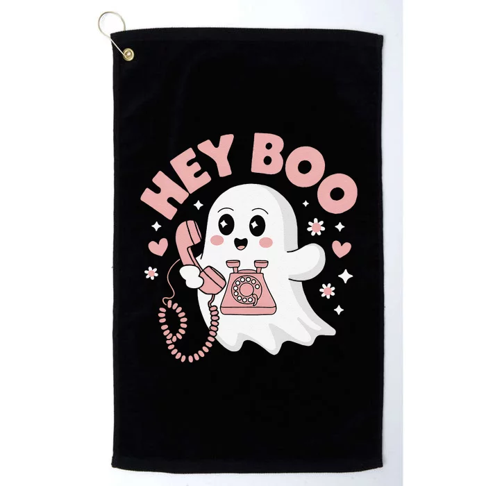 Groovy Hey Boo Cute Ghost Funny Halloween Platinum Collection Golf Towel