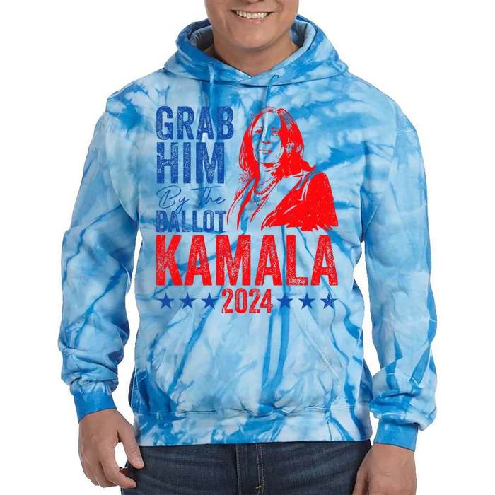 Grab Him By The Ballot Kamala 2024 Funny Harris Election Tie Dye Hoodie