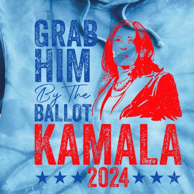 Grab Him By The Ballot Kamala 2024 Funny Harris Election Tie Dye Hoodie