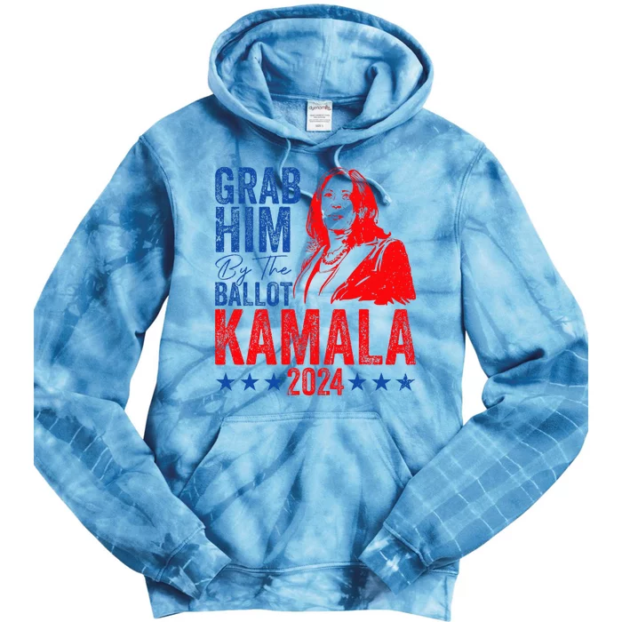 Grab Him By The Ballot Kamala 2024 Funny Harris Election Tie Dye Hoodie