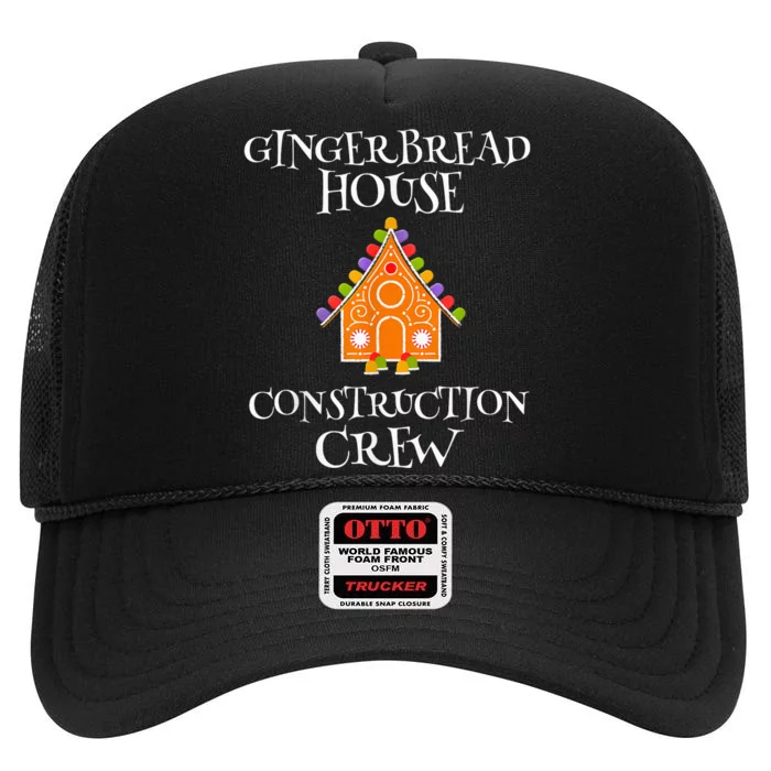 Gingerbread House Construction Crew Decorating Baking Xmas High Crown Mesh Trucker Hat