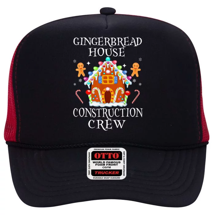 Gingerbread House Construction Crew Decorating Baking Xmas High Crown Mesh Trucker Hat