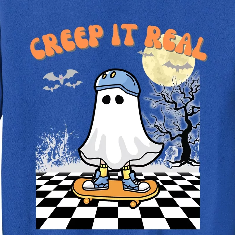 Groovy Halloween Creep It Real Retro Skateboarding Ghost Gift Sweatshirt