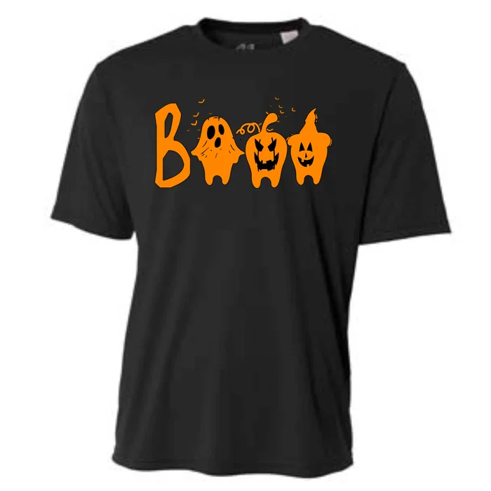 Group Halloween Costume Teeth Booo Pumpkin Witch Ghost Funny Gift Cooling Performance Crew T-Shirt