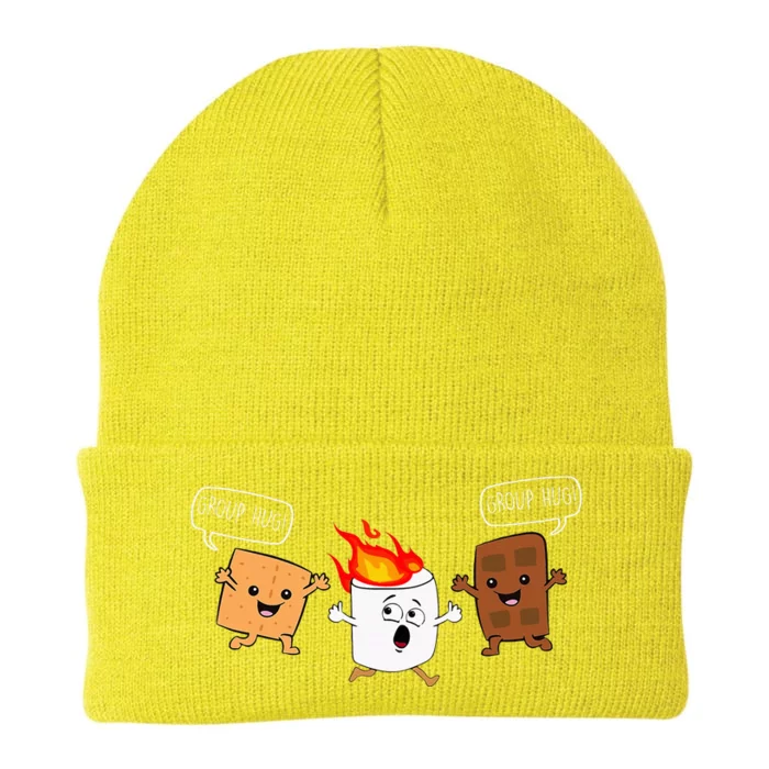 Group Hug Camping Campfire Chocolate Marshmallow SMores Knit Cap Winter Beanie