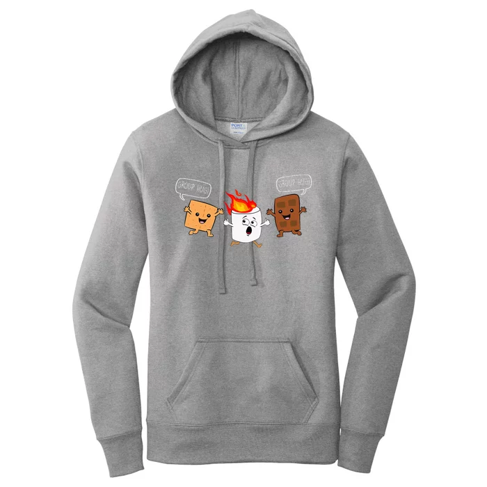 Group Hug Camping Campfire Chocolate Marshmallow SMores Women's Pullover Hoodie