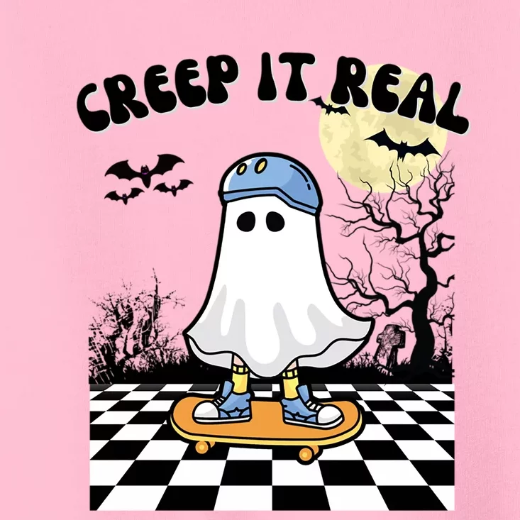 Groovy Halloween Creep It Real Retro Skateboarding Ghost Meaningful Gift Toddler T-Shirt