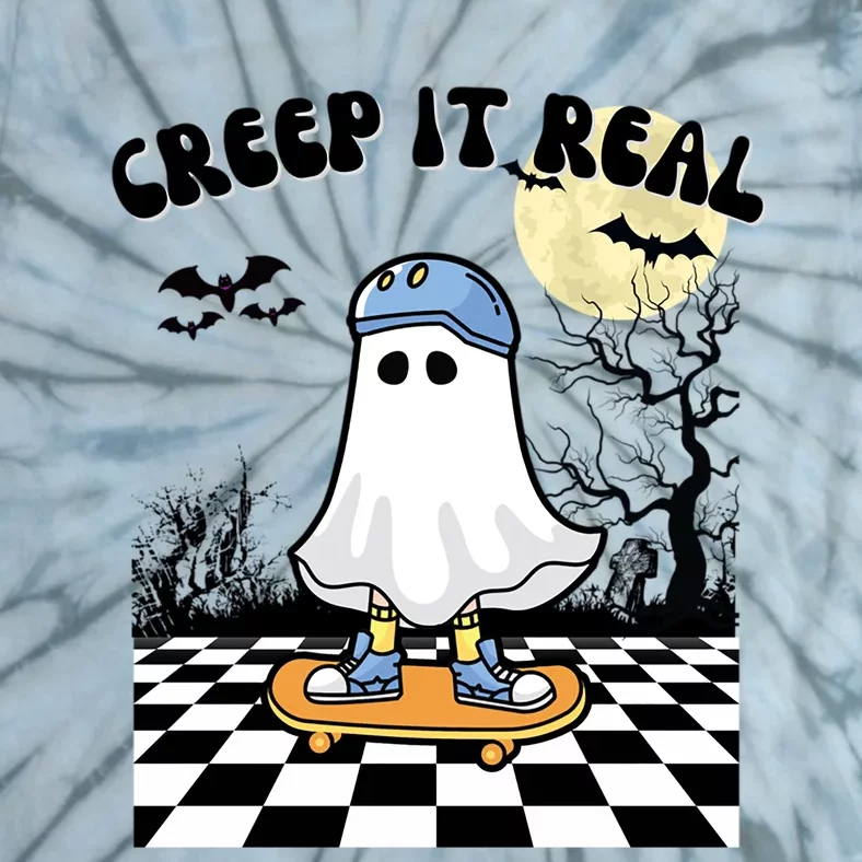 Groovy Halloween Creep It Real Retro Skateboarding Ghost Meaningful Gift Tie-Dye T-Shirt