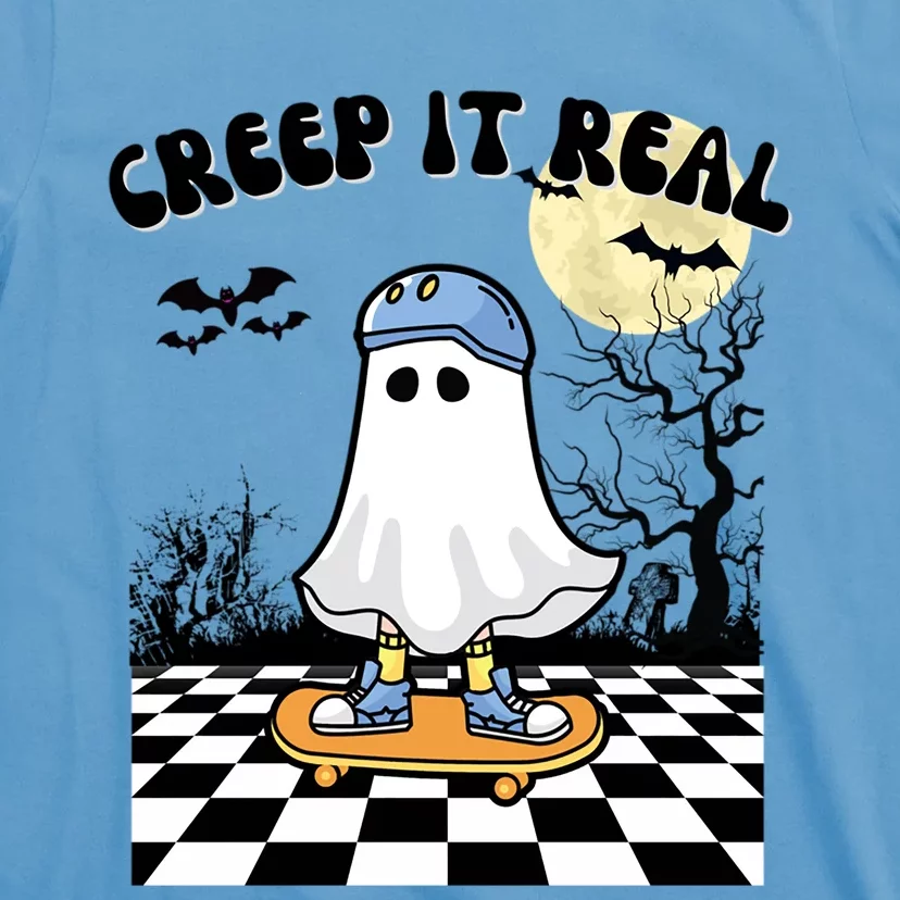 Groovy Halloween Creep It Real Retro Skateboarding Ghost Meaningful Gift T-Shirt