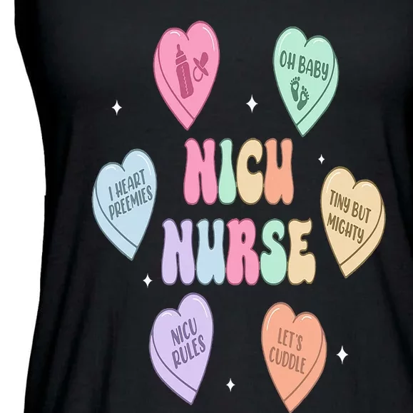 Groovy Heart Candy Nicu Nurse Valentines Day Ladies Essential Flowy Tank