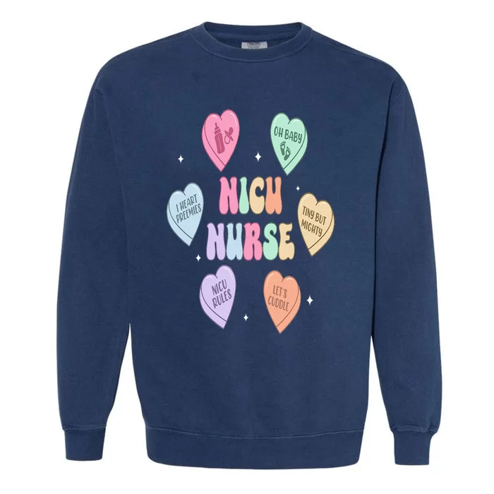 Groovy Heart Candy Nicu Nurse Valentines Day Garment-Dyed Sweatshirt